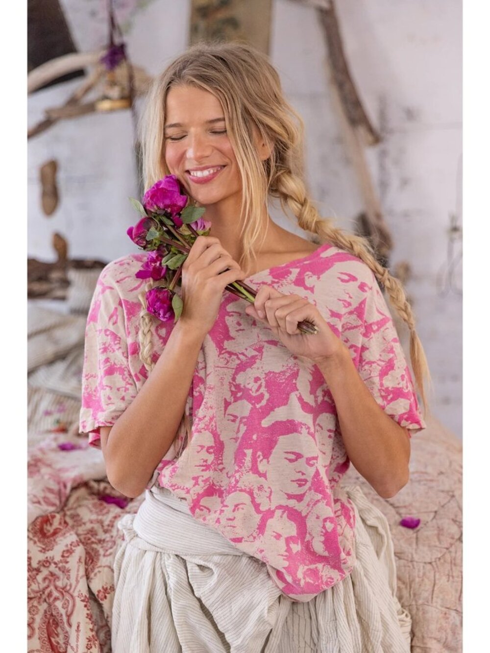 Magnolia Pearl Sandia Frida Europa T-Shirt Cotton Jersey Pink Beige OS
